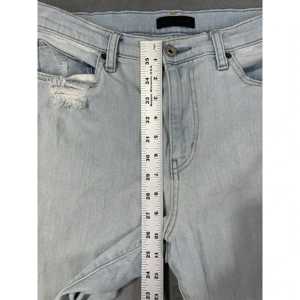 Uniqlo Jeans Womens 27 Blue Light Wash High Rise Straight Distressed Baggy - Picture 4 of 10